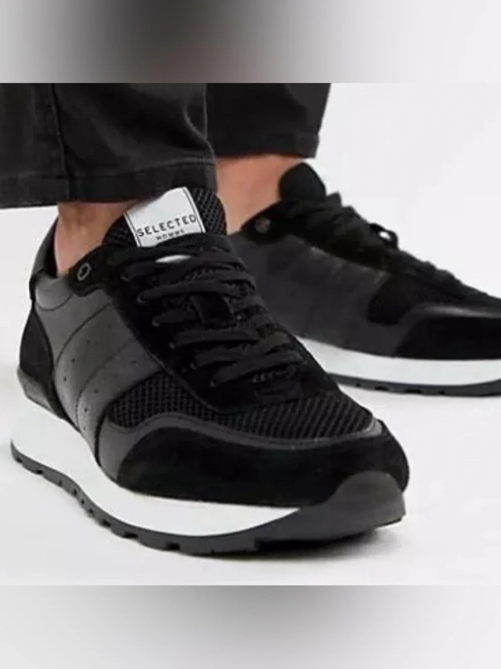 Selected Homme Running Sneakers Shoes Frank Mix Runner Size 7.0 Black